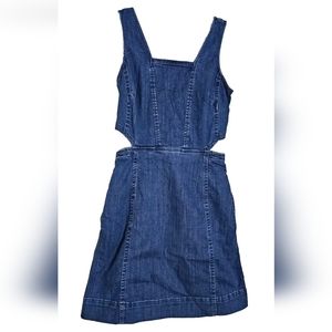 Madewell size 00 sleeveless side cutout square neck stretch denim dress